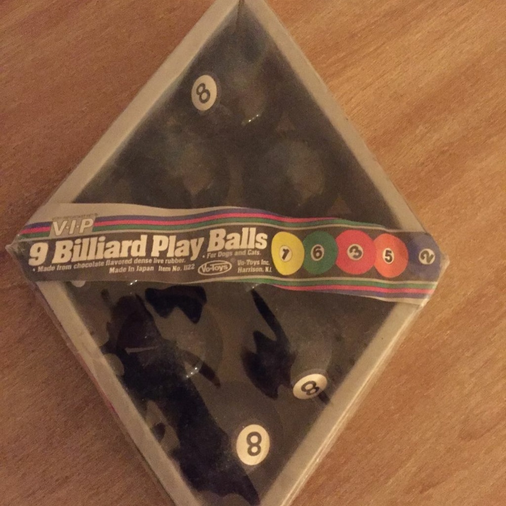 Lot of 9 balls as pictured  -  Vo-Toys Play Pool Billiards Solid Rubber 8 Ball